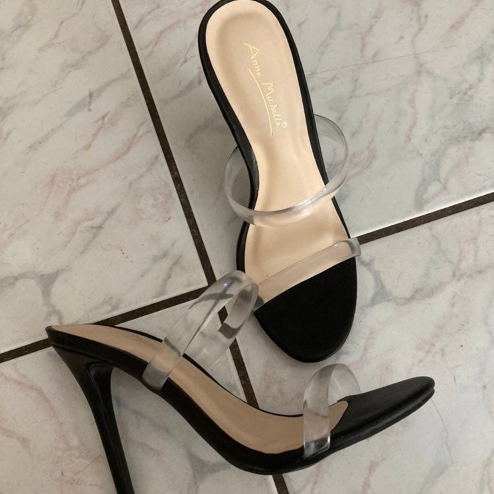 Clear strap high heels